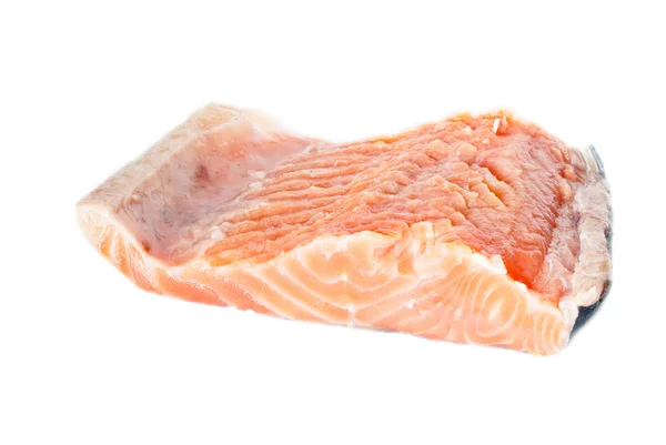 Великий шматок солоного лосося, ізольований на білому тлі — стокове фото