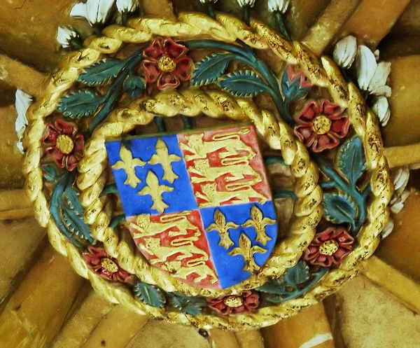 Magdalen college. heraldik på taket Stockfoto