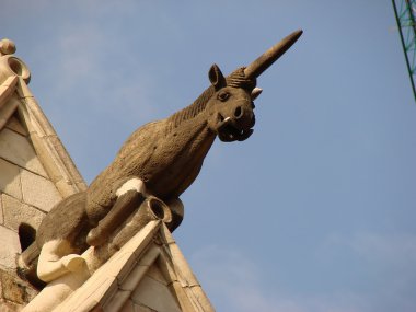 Barcelona bottom up:Medieval houses with statue clipart