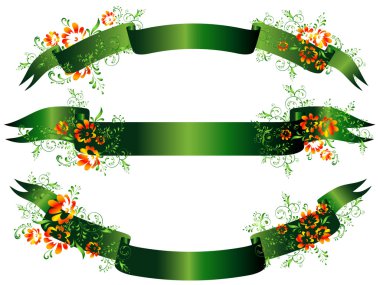 Floral green banners clipart