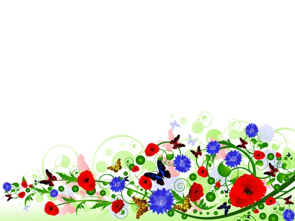 Floral πολύχρωμο καλοκαίρι πλαίσιο — Διανυσματικό Αρχείο