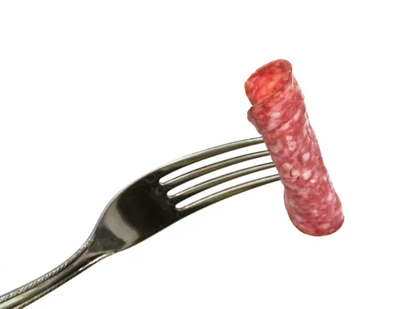 Wurst en tenedor — Foto de Stock