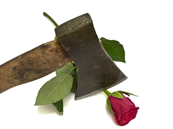Rose and axe — Stock Photo, Image