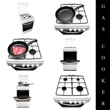 Gas cooker set clipart