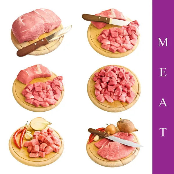 Set di diverse immagini di carne — Foto Stock