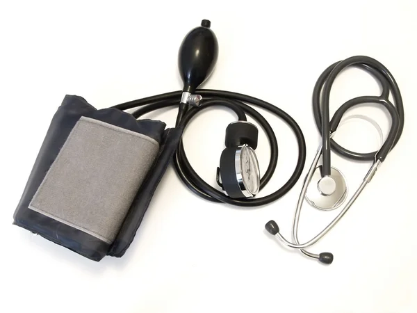Manometro medico e stetoscopio — Foto Stock