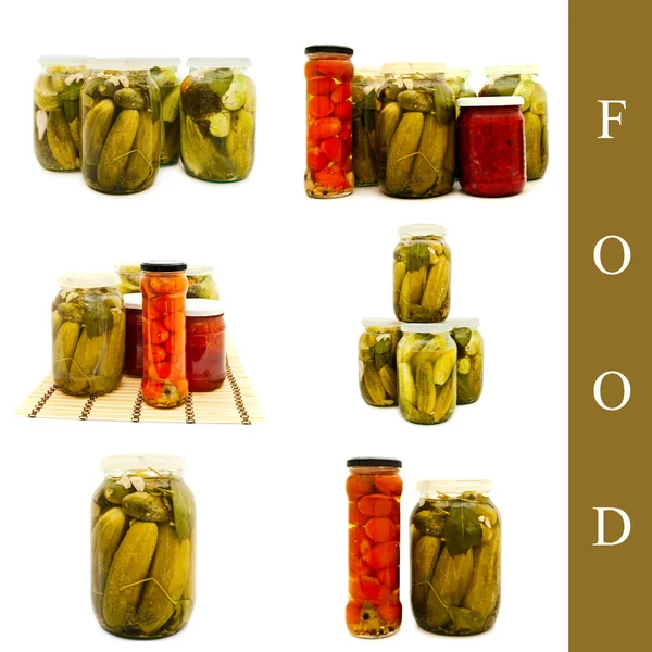 Pickled vegetables in glass jar — Stock Photo, Image