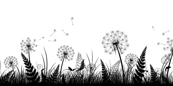 Field in black and white — Stock Vector