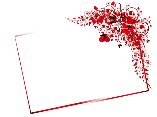 Cadre fleuri rouge — Image vectorielle