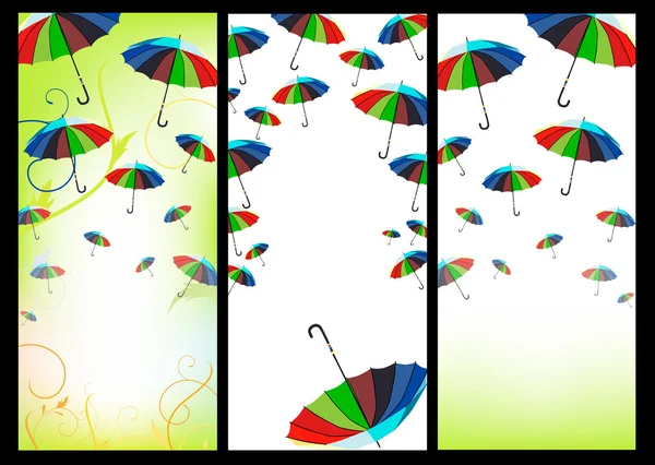 Web banners with flying umbrellas — Stock Vector