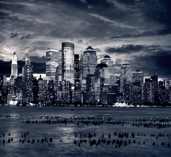 Naplemente - new York-i Manhattan, New yor után nagy alma — Stock Fotó