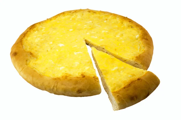 Pizza com queijo e ovos — Fotografia de Stock