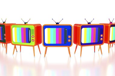 Orange retro tv's clipart