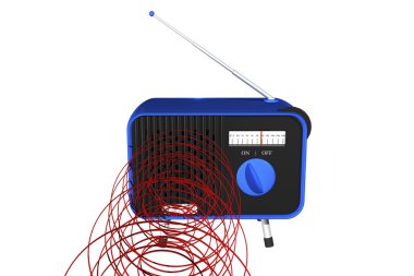 Blue radio with waves clipart