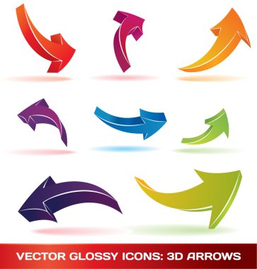 Colorful 3d vector arrows set clipart