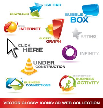 Collection of 3d web icons clipart