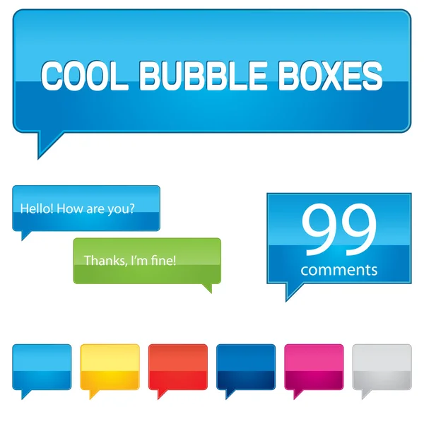 Colección de cajas de burbujas coloridas — Vector de stock