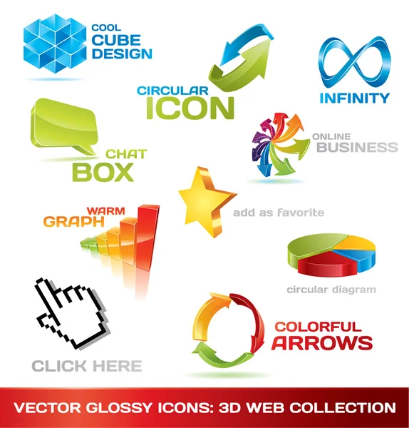 Coleção de ícones web 3d —  Vetores de Stock