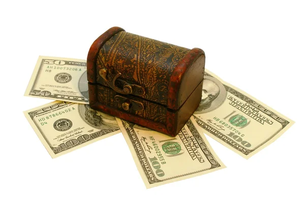 Box and dollars — Stock Photo, Image