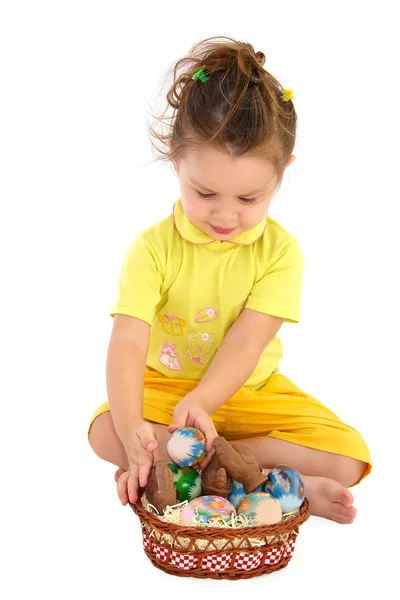 Girl with easter eggs — Stock Photo, Image
