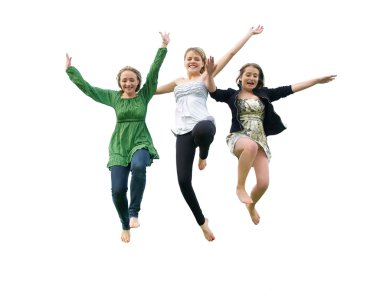 Girls jumping in the air clipart