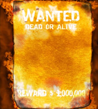 Wanted paper on fire clipart