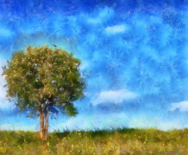 Illustraction, lonely tree clipart