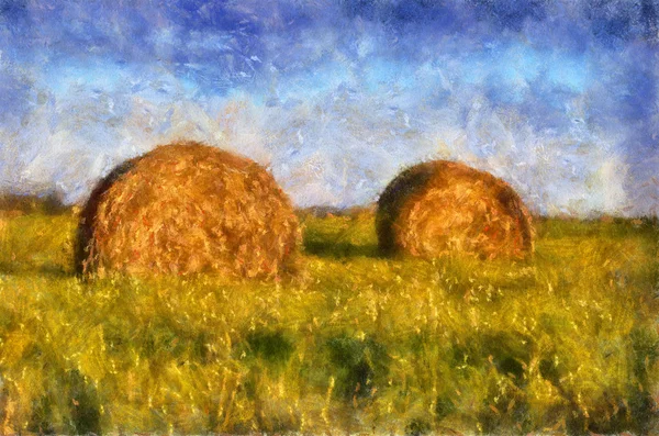 Два прекрасных стога сена — стоковое фото