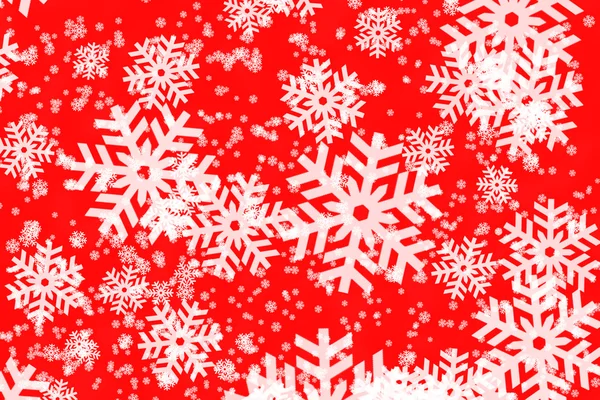 Röd bakgrund med snöflingor — Stockfoto