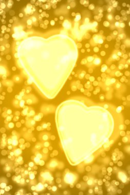 Two big gold hearts clipart