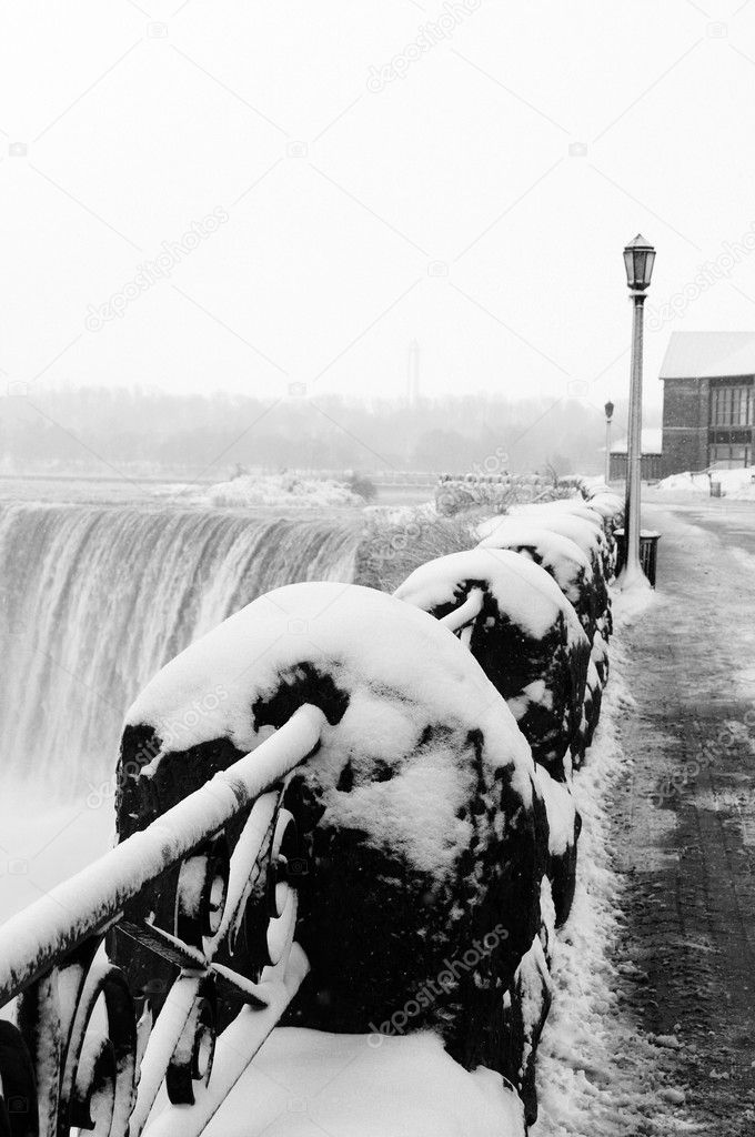 Niagara falls in snow storm