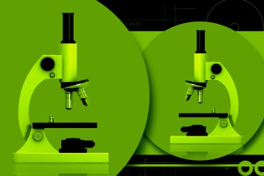 Mikroskop renk arka planda dijital illüstrasyon