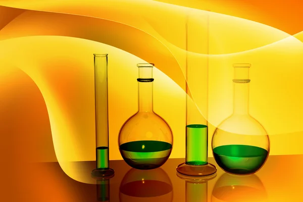 Ilustração digital de equipamentos de laboratório em fundo colorido — Fotografia de Stock