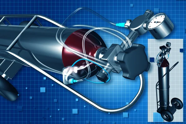 Digital illustration of oxygen cylinder in color background — Stock Photo, Image