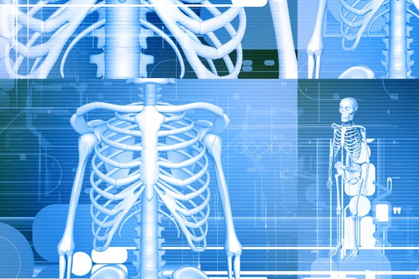 Ilustração digital do esqueleto em fundo colorido — Fotografia de Stock
