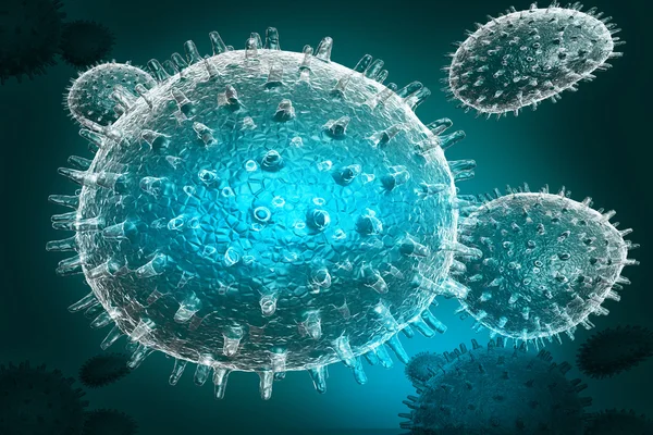 3D καθιστώντας εξαιρετικά ιατρική ιού σε έγχρωμο φόντο — Φωτογραφία Αρχείου