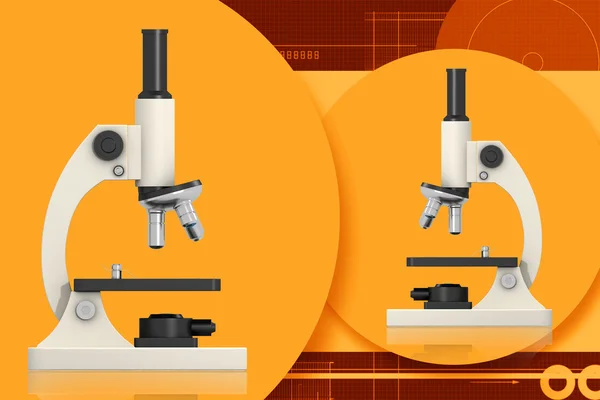 Digitale Darstellung des Mikroskops im farbigen Hintergrund — Stockfoto