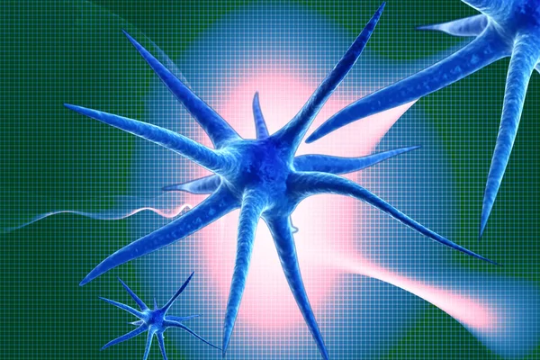 Digitale afbeelding van 3D-rendering neuron in kleur achtergrond — Stockfoto