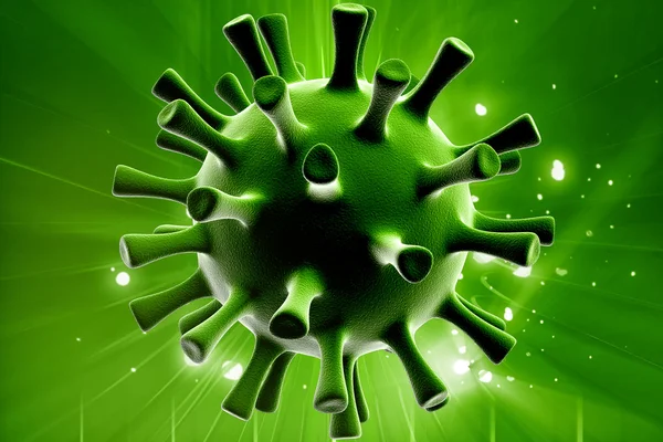 Rendering 3d virus influenza di latar belakang warna — Stok Foto