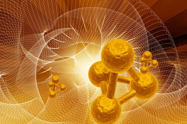 3D render renk arka planda atom — Stok fotoğraf