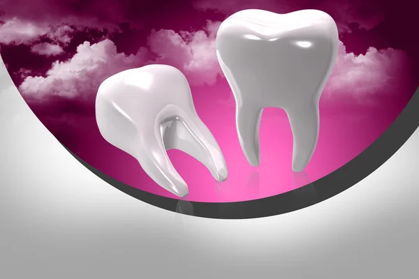 Ilustração digital de dentes em fundo de cor — Fotografia de Stock