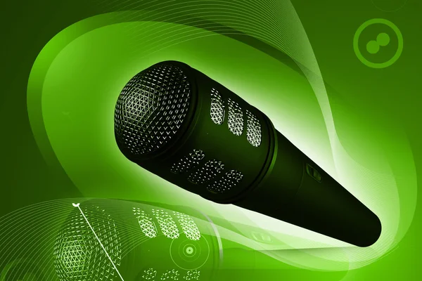 Digitale Darstellung des Mikrofons im farbigen Hintergrund — Stockfoto