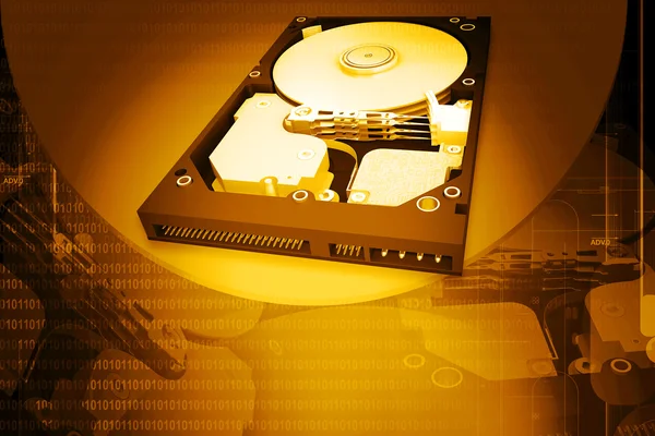Illustration numérique du disque dur en arrière-plan couleur numérique — Photo