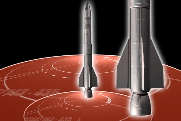 Цифровая иллюстрация ракеты на цифровом цветном фоне — стоковое фото