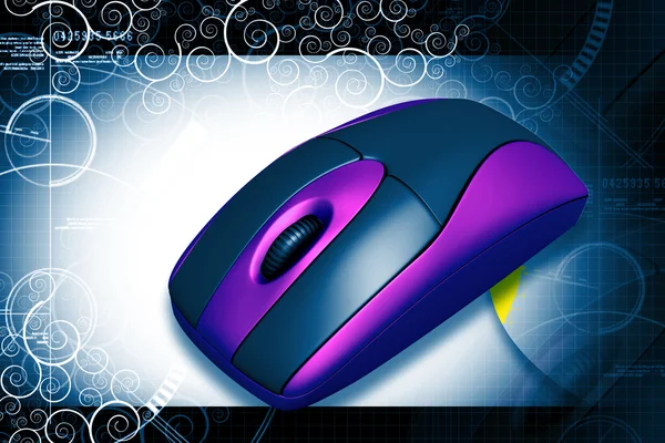 Hoge kwaliteit rendering Computer Mouse in digitale achtergrond — Stockfoto