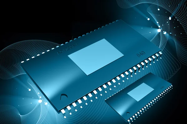 Rendering 3d di semiconduttori in sfondo colore digitale — Foto Stock