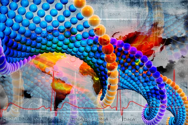 ADN multi usage 3D En arrière-plan couleur numérique — Photo