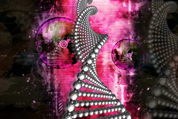 रंग पृष्ठभूमि में डीएनए का डिजिटल चित्रण — स्टॉक फ़ोटो, इमेज