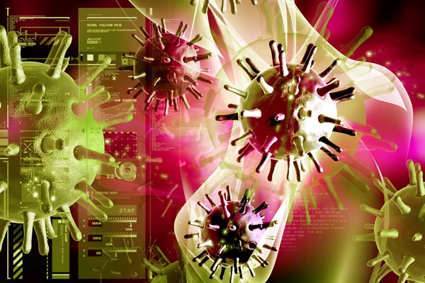 Digital illustration av 3d aviär virus i Cologne bakgrunden — Stockfoto