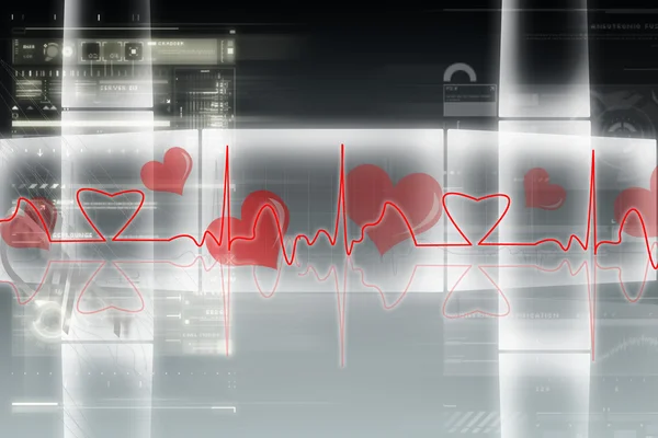 Digital illustration of heart monitor screen with normal heart beat signal — Stock Photo, Image